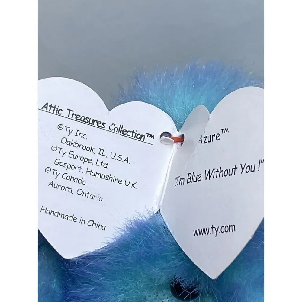 AZURE Blue Bear Ty Attic Treasures Jointed Stuffed Collectible Tags